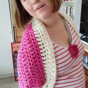 Gilet rose et crème taille 42/44