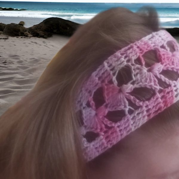 Bandeau élastiqué rose à motifs – Image 3